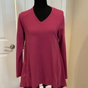 Logo by Lori Goldstein high low waffled top deep pink size xs